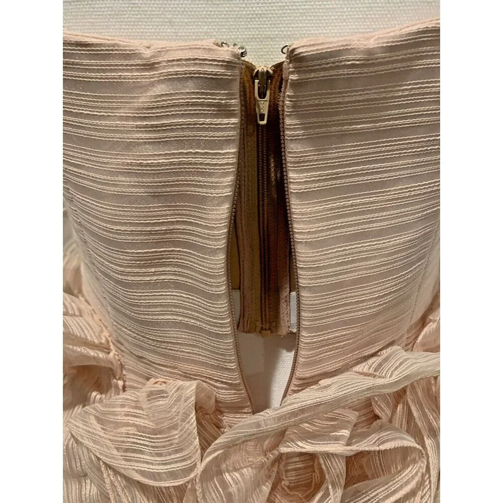 HALSTON HERITAGE Strapless Ruffle Dress Size 6 Pink NWT $595 - Picture 8 of 11